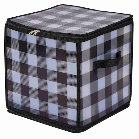 Organize It All Buffalo Plaid 64-Count Ornament Organizer in Black and White 9002-BP