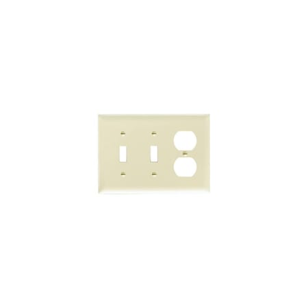 Pass & Seymour Wall Plate, 2-Toggle & 2-Duplex, Urea, Ivory SP28IU