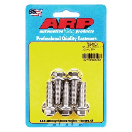 Arp 762-1003 10 mm x 1.5 in. Stainless Steel 6 Point Bolt Kit, 5PK ARP762-1003