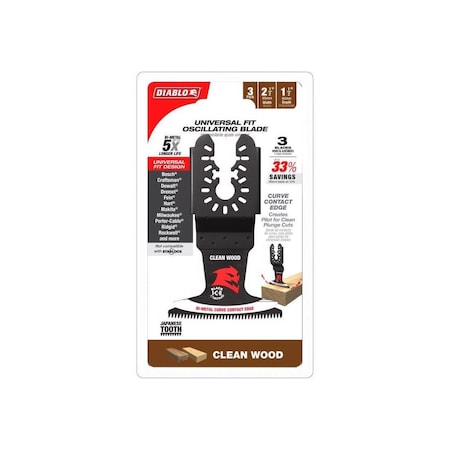 Freud Oscillating Blade Set 2-1/2in W Bi-Metal Curved Contact Edge Clean Wood, 3PK DOU250JBW3