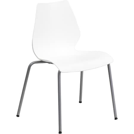 Flash Furniture Stack Chair w/Support, 770 lb. Capcty, Wht RUT-288-WHITE-GG