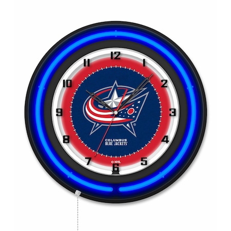 Holland Bar Stool Columbus Blue Jackets 19 Double Neon Wall Clock Clk19BK