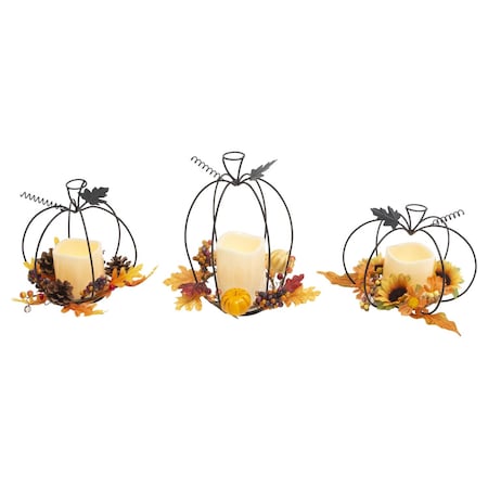 Gerson 9 in. Harvest Pumpkin & LED Candle Fall Decor 2732920