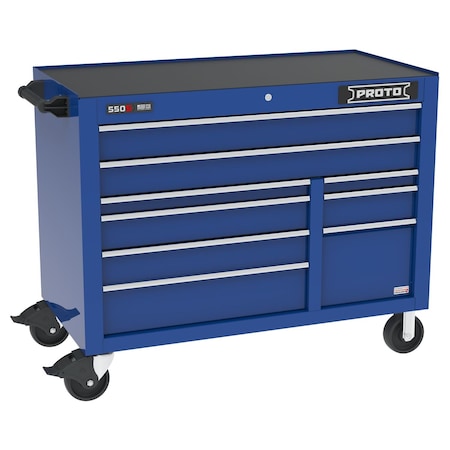 Proto 550 Series Rolling Tool Cabinet, 9 Drawer, Blue, 50 in W x 25-1/4 in D x 41 in H J555041B-9BLPD