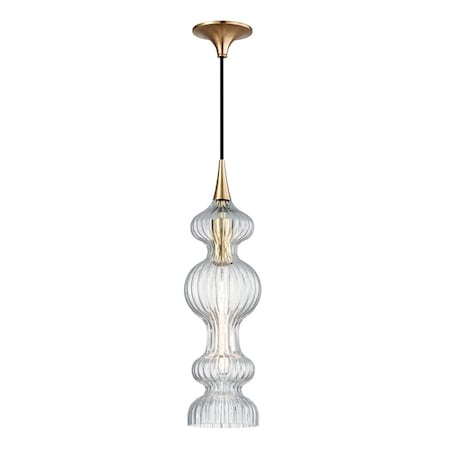 Hudson Valley Lighting Pomfret 1 Light Pendant 6 In. Aged Brass 1600-AGB-CL