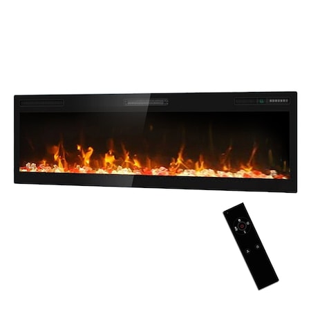 Edendirect 42 in. Insert-Type Electric Fireplace in Black, with Remote, 8H Timer, 5-Speed Flames ZR-WT-F42