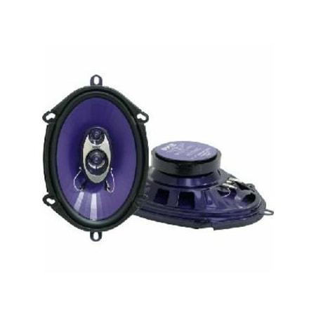 Pyle Pyle 5 in x 7 in Car Sound Speaker (Pair) - Blue Poly Cone, 3-Way 300W, 4 Ohm, 1" ASV Voice Coil PL573BL