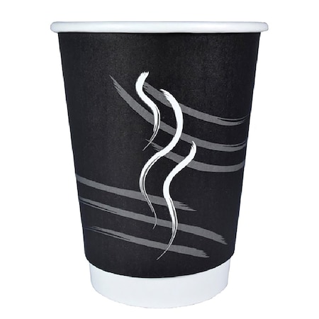 Rdi Double Wall Cup Generic Unwrapped Black 12oz 500cs, 500PK CP-DBU12-BLK