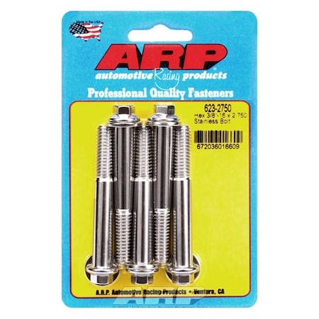 Arp 623-2750 0.37-16 x 2.75 in. Stainless Steel 6 Point Bolt Kit - Set of 5, 5PK ARP623-2750