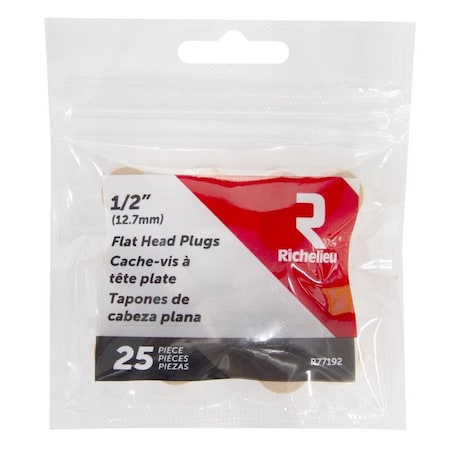 Richelieu Flat Birch Head Plug 1/2 in. D X .5 in. L Natural, 25PK R77192