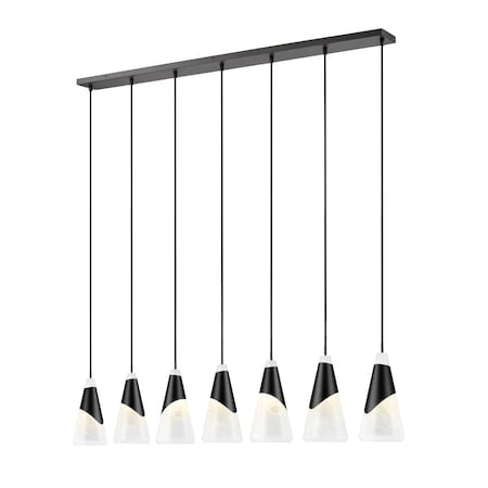 Z-Lite Aimie 7-Light Linear Chandelier, 7 in W, Matte Black 828P7-7L-MB