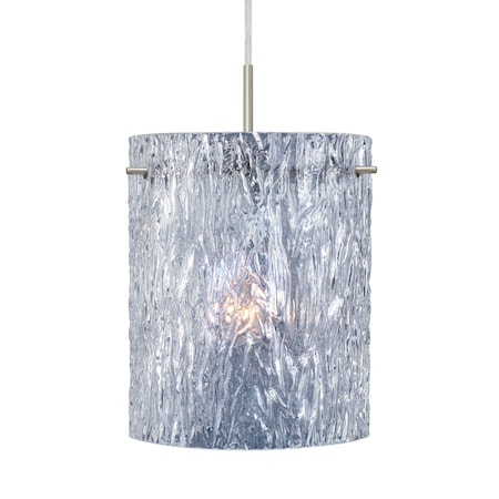 Besa Lighting Besa Tamburo 8 Pendant, Clear Stone, Satin Nickel Finish, 1x 11W LED 1JT-400600-LED-SN