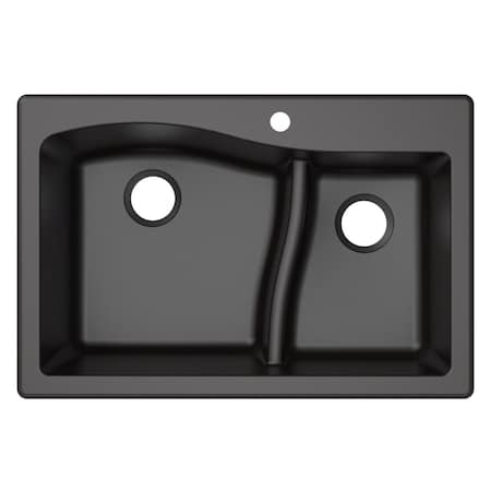 Bfree Foods Kraus 33 Dual Quarza Mount 60 by 40 Double Bowl Granite Kitchen Sink - Black KGD-442BLACK