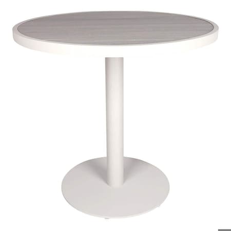 Newtechwood 31 1/2" PolyAluminum Round Table in Icelandic Smoke White OD-RPT-720-SW