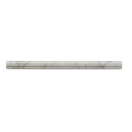 Apollo Tile White 1x12 Bianco Carrara Marble Polished Pencil Liner Tile Trim 0.5 sqft/case, 10PK APLMCA881PA