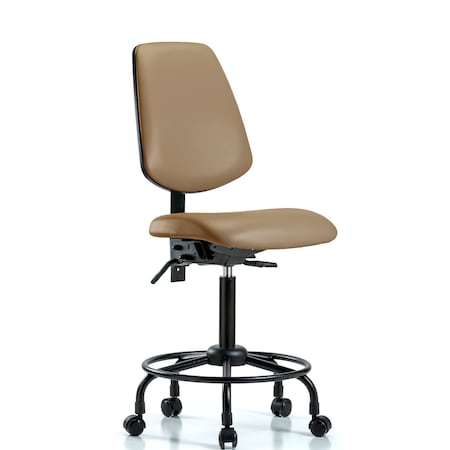 Blue Ridge Ergonomics Medium Bench Chair No Arms, 23" to 31" Height, Vinyl, Taupe BR-VMBCH-MB-RT-T0-A0-RC-8584
