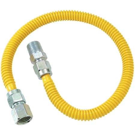 Dormont 1/2'' OD x 24'' Coated Stainless Steel Gas Connector 1/2'' FIP x 1/2'' MIP, Tapped 3/8'' FIP 20C-3132-24B