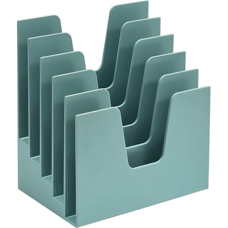 Acrimet 5 Section Incline File Sorter Desk Organizer Rack for Office Desktop Plastic Solid Green 225.6