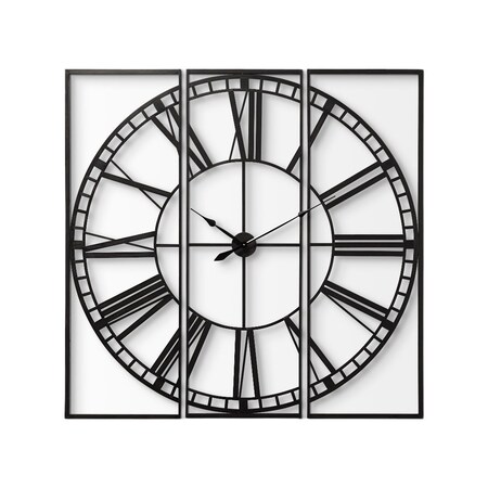 Homeroots 60" Round and Square Industrial Style Wall Clock 376245