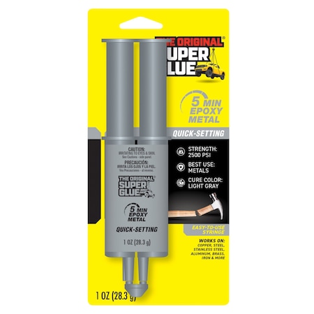 Super Glue Instant Adhesive, Metal Epoxy Series, Black, 0.7 oz, Bottle, 1:01 Mix Ratio, 24 hr Functional Cure 15212