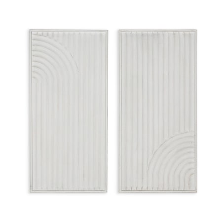 Homeroots Set of Two White Metal Abstract Hanging Dimensional Sculptures, 2PK 574020