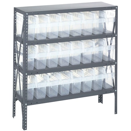 Quantum Storage Systems 4 SHELF OPEN UNIT W/24 BINS CLEAR 1239-SB801CL