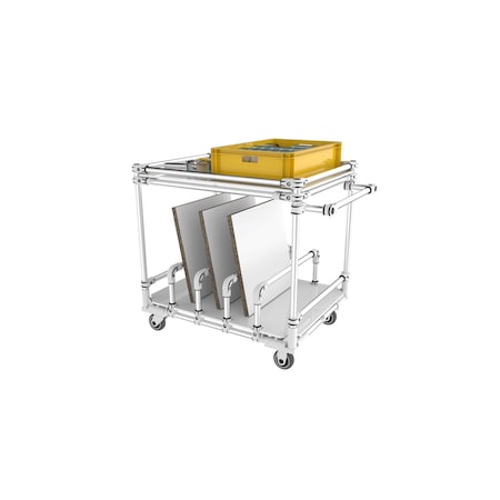 Trilogiq 2-Level Cart 4 Flanges Per Level With Vertical Storage Level And Horizontal Hand Bar. 49D-5