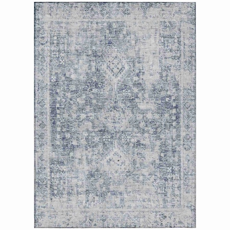 Homeroots 8' X 10' Navy Blue Oriental Washable Indoor Outdoor Area Rug 607611