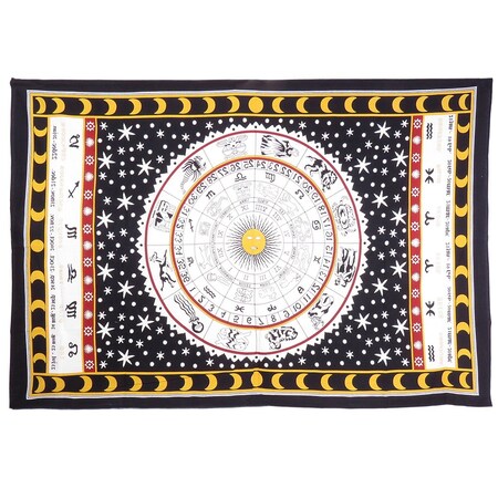 Homeroots 80" X 56" Black White And Yellow Cotton Hanging Tapestry 397199