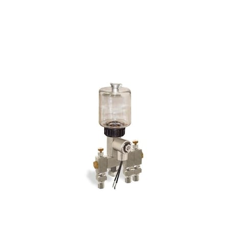 Oil-Rite 9 oz Capacity Multiple Feed Electro Lubricator with Polycarbonate Reservoir - 3, 24VDC B3192-00903024DB111GW