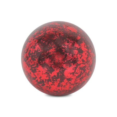 Homeroots 6" Red Paper Mache Hand Painted Orb Decorative Orb 635386