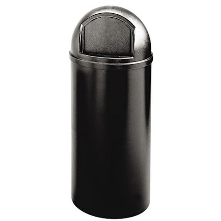 Rubbermaid Commercial 25 gal Round Indoor Plastic Can, Black, Polyethylene; Plastic RCP817088BK