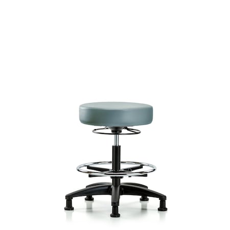 Blue Ridge Ergonomics Vinyl Stool, Med Bench, Foot Ring, Glides, Storm BR-VMBSO-RG-CF-RG-8822