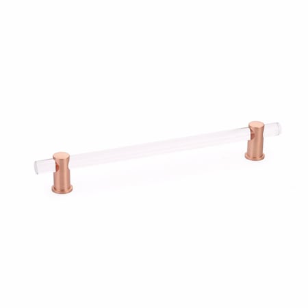 Schaub 8in Center to Center Lumiere Acrylic Cabinet Pull Brushed Rose Gold Finish 408-BRG