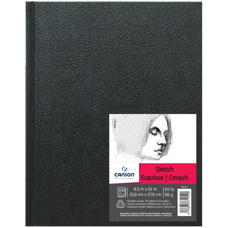 Canson Artist Series Sketch Art Book, Black Cover, Hardbound, 108 Sheet, 8.5x11 inch C100510413