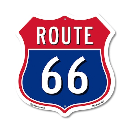 Signmission Route Marker Shield Sign Route 66, 12 Inch X 12 Inch, Aluminum Metal Sign SHI-A-12-459