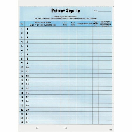 Tabbies Form, Sign-In, Patient, Blue Pk TAB14531