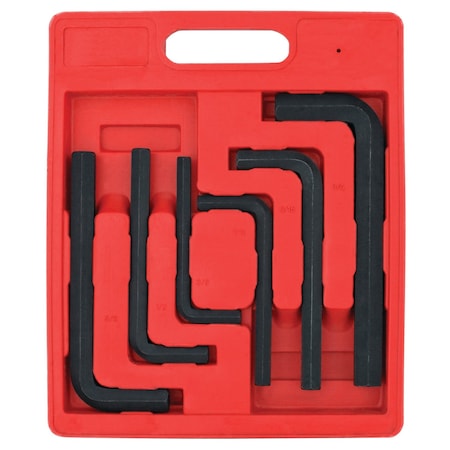 Performance Tool 6 pc. Jumbo SAE Hex Key Set, Long Arm, Heat Treated, Snap-in Case W1939