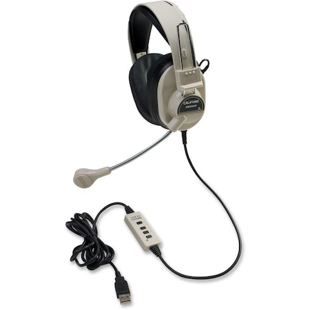 Califone Deluxe Multimedia Stereo Headset with Boom Microphone with USB plug 3066USB