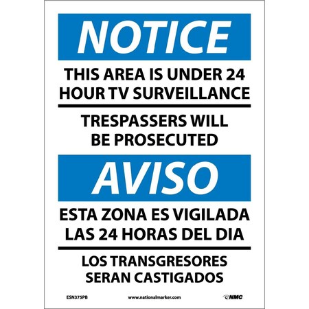 Nmc Notice Under Surveillance Sign - Bilingual, ESN375PB ESN375PB