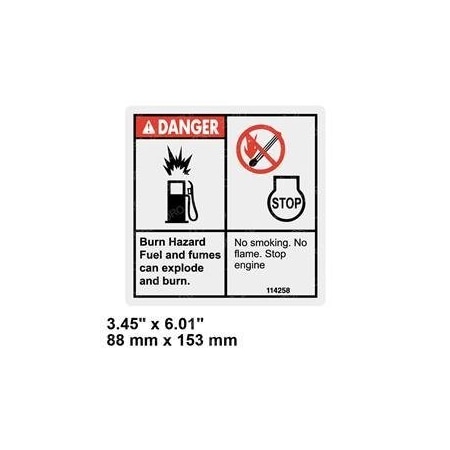 Genie REPLACEMENT DECAL, DANGER NO SMOKING 114258GT
