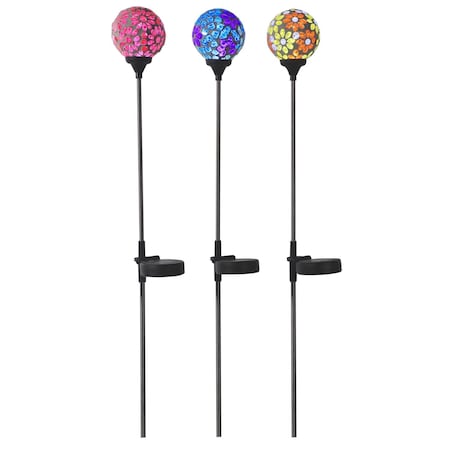 Alpine Multicolored Acrylic/Glass/Metal 32 in. H Solar Garden Stake QLP1396ABB