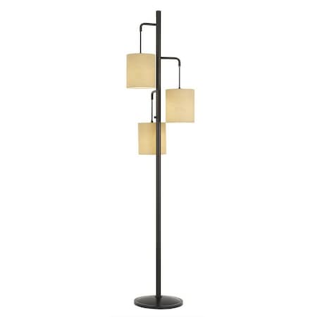 Homeroots 72" Bronze Three Light Traditional Shaped Floor Lamp With Beige Drum Shade 526272