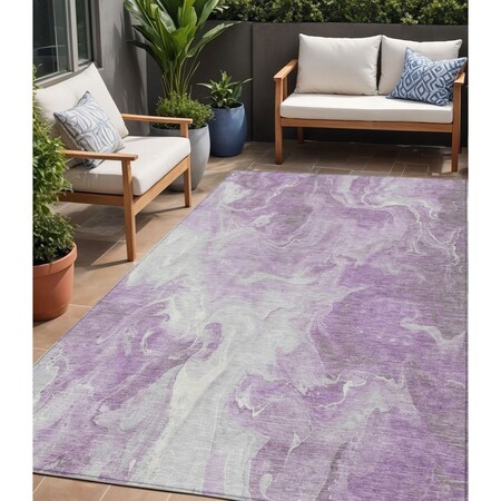 Homeroots 5' X 8' Lavender And Ivory Abstract Washable Indoor Outdoor Area Rug 617783