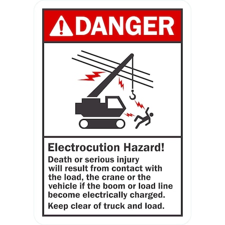 Lyle Electrocution Hazard! Keep Clear, 7x10, Non-Reflective, White G-17331-PL_7x10
