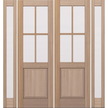 Doornmore G5004, 95" x 98" ( 2x32" Door + 2x12" Side) Left Hand, Mahogany SDL 4 Lite, 1/2 Lite Exterior Door G5004-SW-3296-G101-SL_2-2_LI