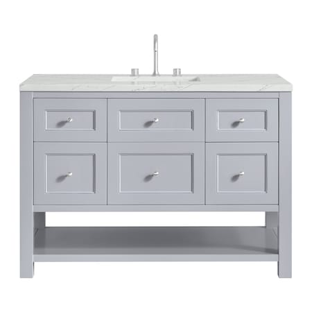 James Martin Vanities Breckenridge 48in Single Vanity, Serenity Blue, w/ 3 CM Ethereal Noctis Quartz Top 330-V48-SRB-FENC