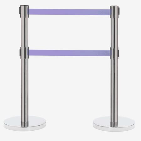 Aarco Form-A-Line System, Dual Retractable Belt Style, Overall Height is 40'', 7' Purple Belts HC-27PU