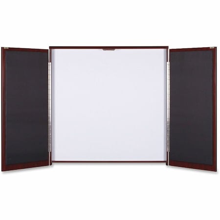 Lorell Presentation Cabinet - Drywipe Whiteboard, Hinged Door w/Mahogany Frame, 47-1/3"W x 47-1/3"H 69865