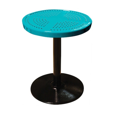 Leisure Craft 24" Round Perforated Pedestal Table, Portable, 30"H, Teal 24TAB30-TEAL